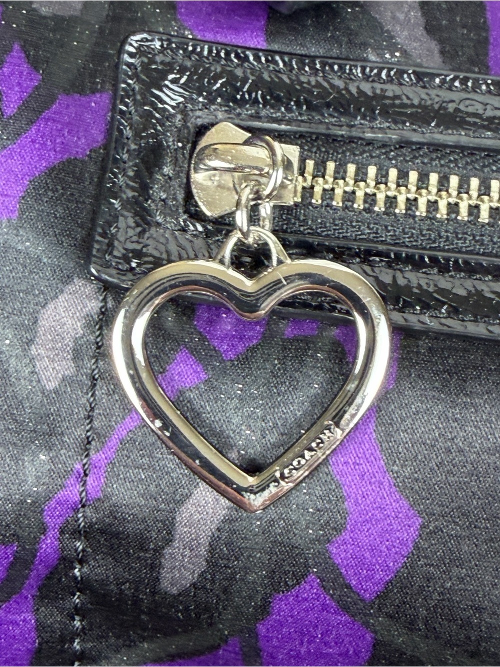 NWOT Coach Poppy Daisy Ocelot Purple Demi hobo bag with original crossbody strap - Picture 7 of 15